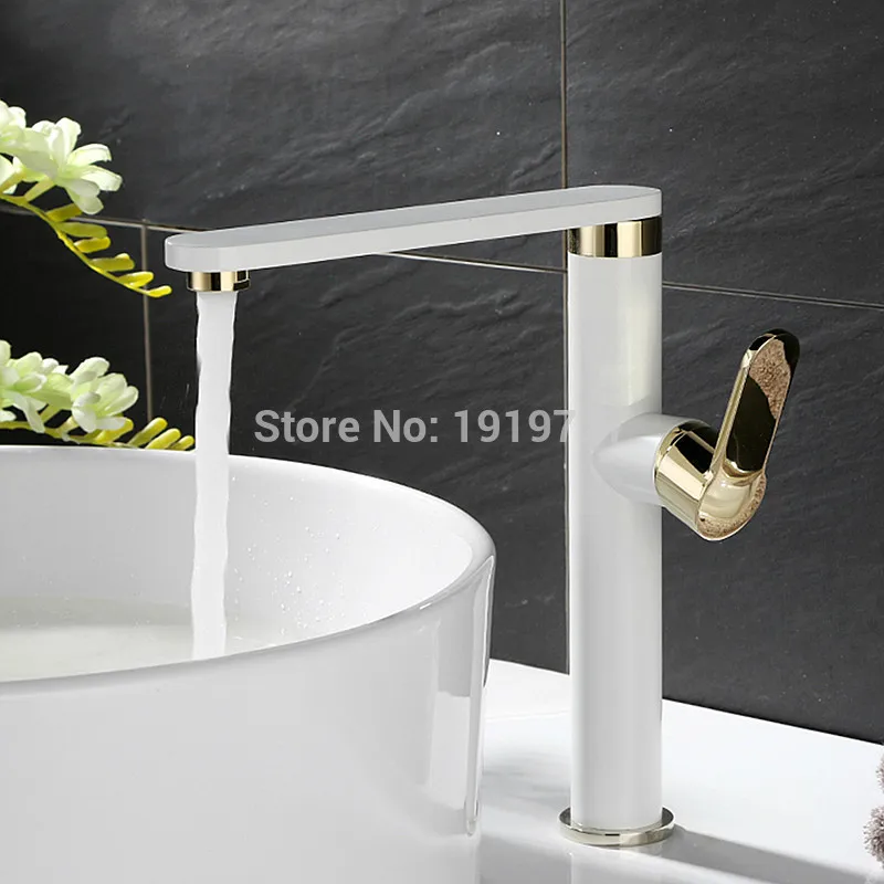 

Vidric 100% Brass Factory Direct Russia Style White&Gold 360 Design Luxurious Single Holder Hole Bathroom 6 Star Wels Basin Mixe