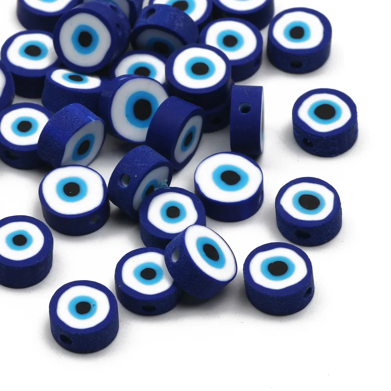 Blue evil Eye Beads Polymer Clay Beads Round Loose Spacer Beads for Jewelry Making DIY Bracelet Handmade Crafts 20/50/100pcs