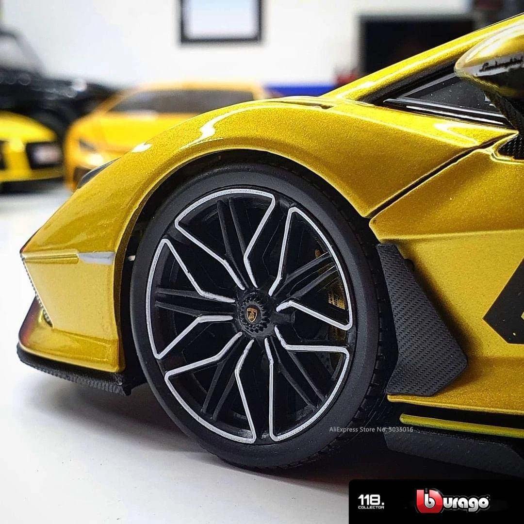 Bburago 1:18 Latest hot sale yellow Lamborghini Sian FKP37 Alloy Retro Car Model Classic Car Model Decoration Collection gift