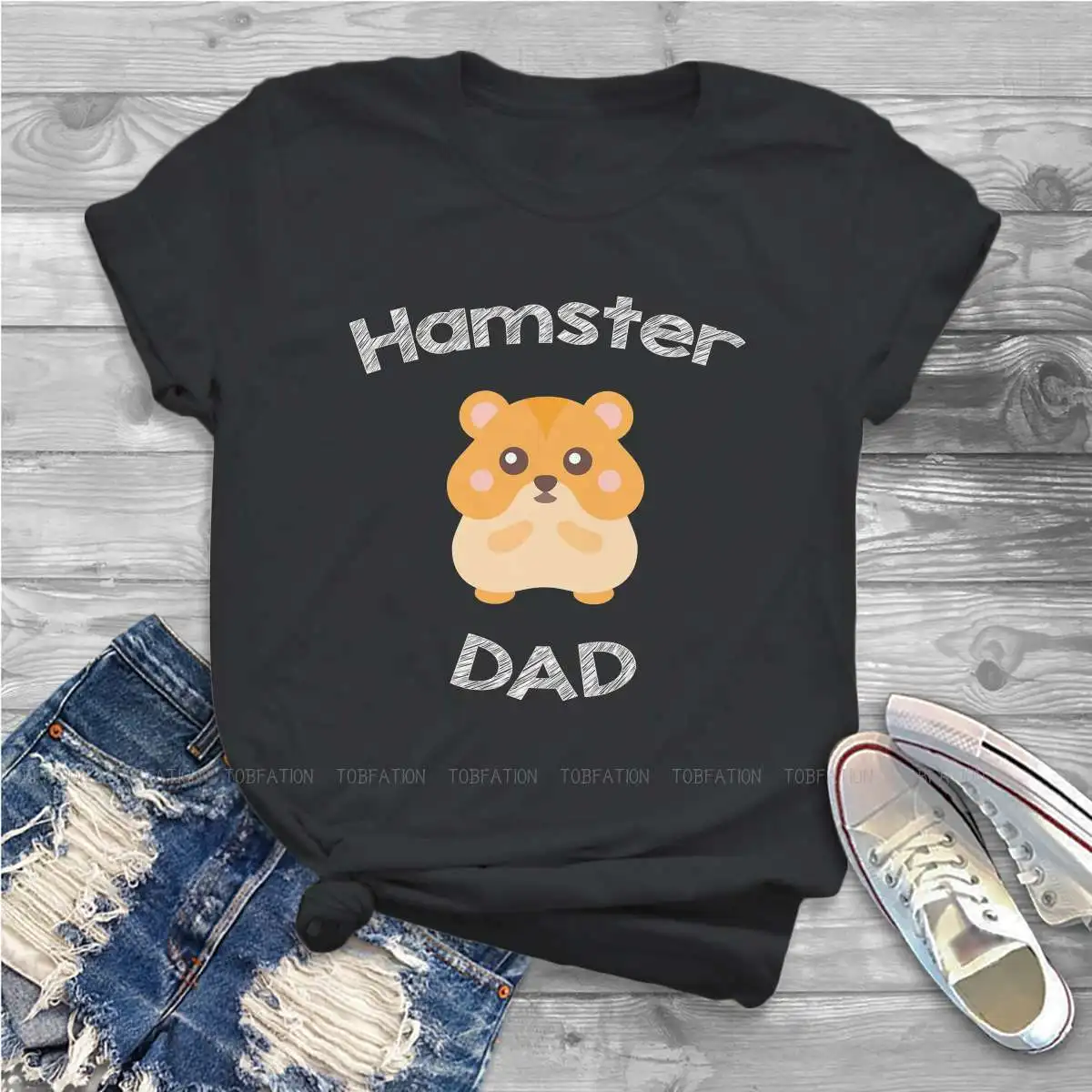 Dad Gift For Owner Classic Women Tshirts Kawaii Hamster Tiny Animal Gothic Vintage Female Clothing Oversized Cotton Graphic Tops