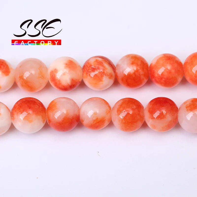 Natural Stone Beads Round Orange Persian Jades Loose Spacer Beads For Jewelry Making DIY Bracelet Accessories 15'' 6/8/10/12mm