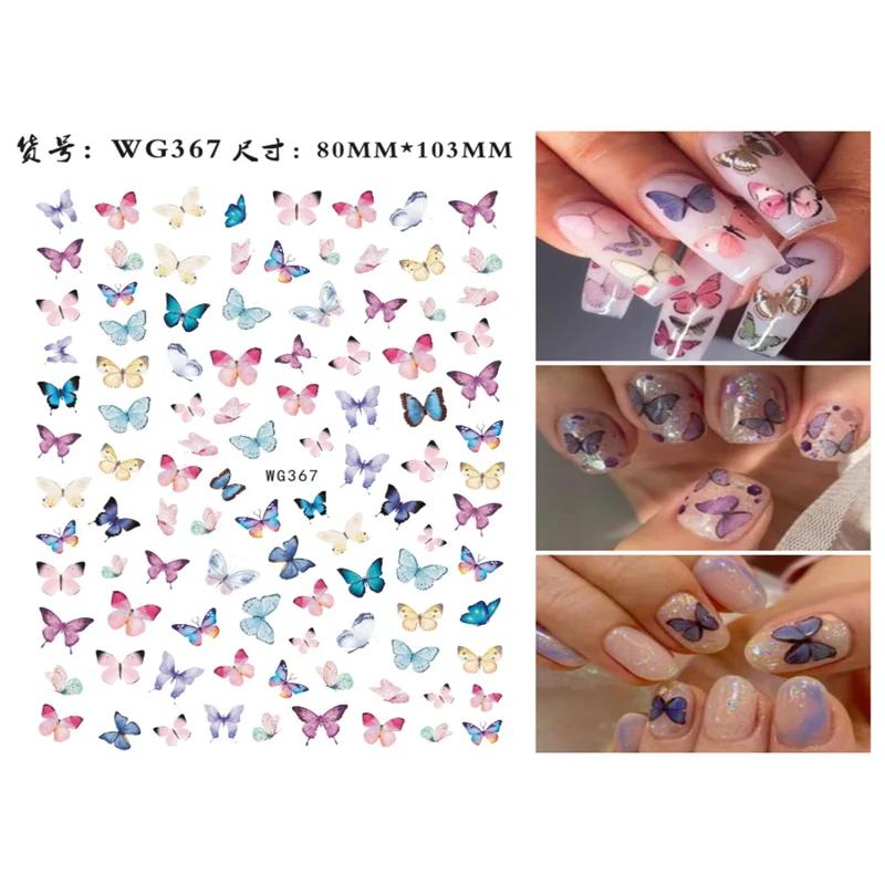 A pack of 10 pieces of mixed color butterfly nail stickers nail art citation paper brand designer art nail stickers nail art dec