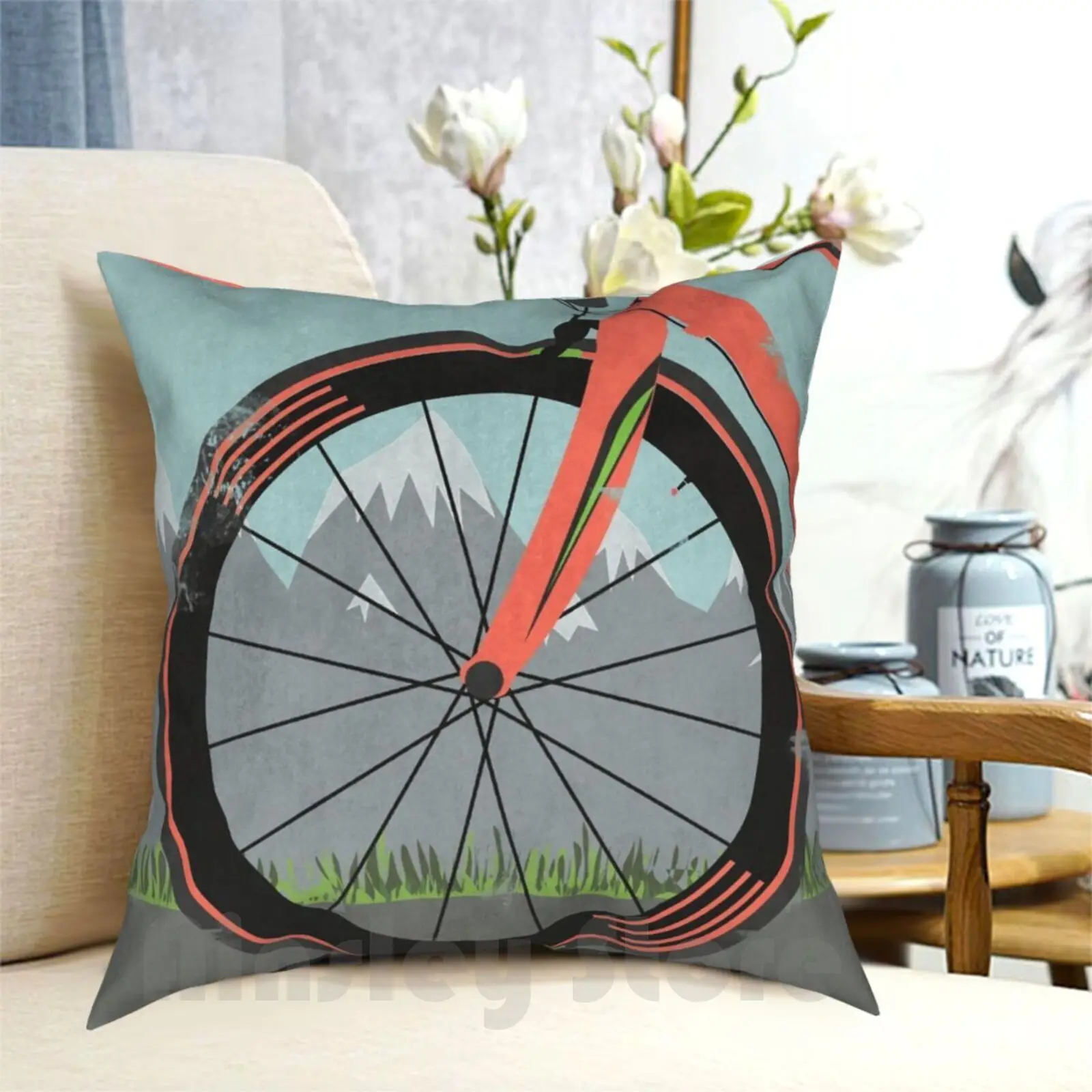 Bike Pillow Case Printed Home Soft DIY Pillow cover France Tour De City Bike Bikes Cycle Cycling Bicycle Bicycles Fixie