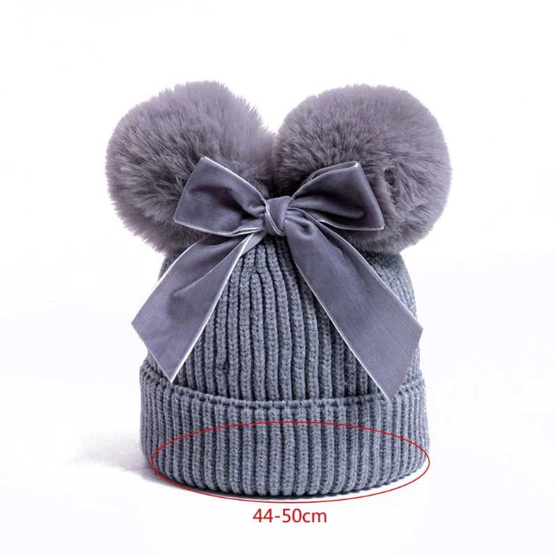 Baby Stuff Double Pompom Hat Winter Knitted Kids Girl Warm Thicker Children Infant Beanie Cap Bonnet 6 Month-3 Years