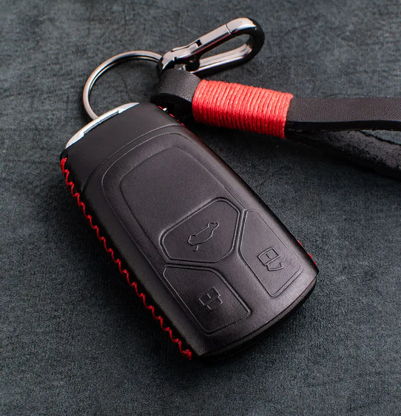 

1 Pcs Genuine Leather Key Cover Key Case for Audi New A4 A5 A6 Q7 2017-2018 Auto Accessories Car Styling