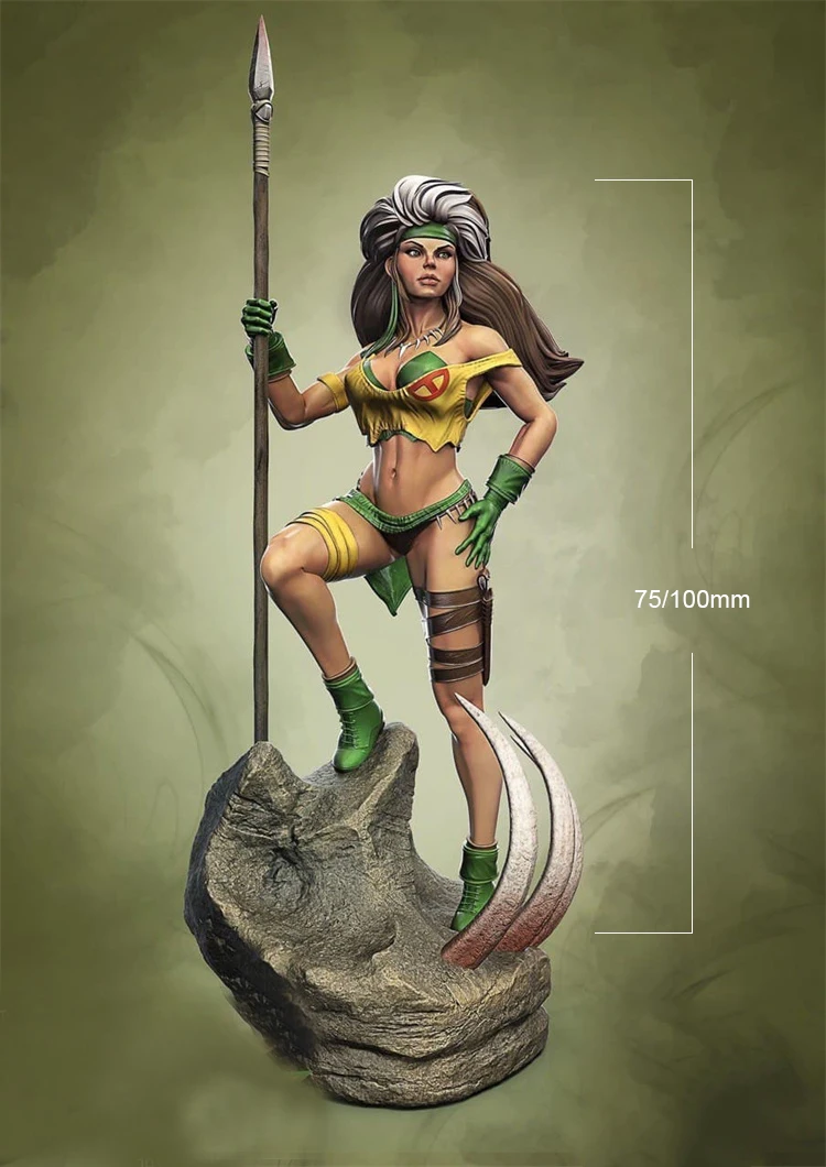 Imagem -02 - Resina Modo Kitsl Fêmea Selva Guerreiro Princesa Figura sem Pintura Nenhuma Cor Rw449 24 75 mm 18 100 mm