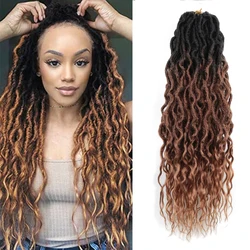 Goddess Locs Crochet Braids 16-24Inch Synthetic Braiding Hair Extensions Wavy Faux Locs Crochet Hair 12Stands/P For Women