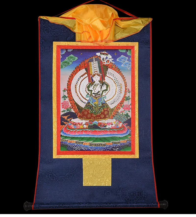 Temple Decorate Pictures Ushnisha Sita Tapatra Buddha Gold Painted Printed Tibetan Buddhist Hanging Thangka