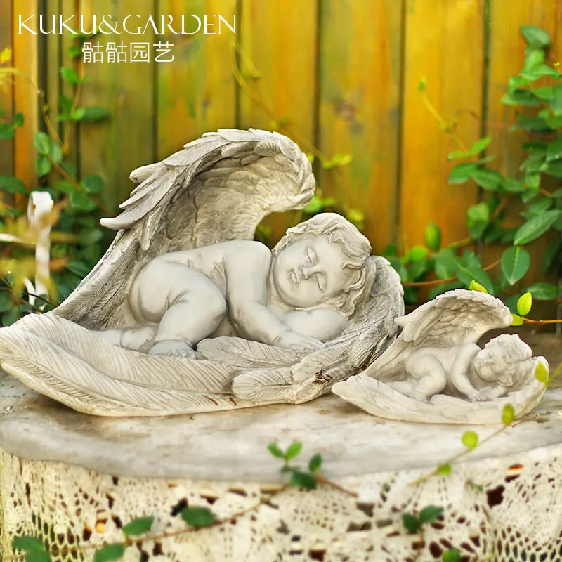

Vintage Resin Boy Wings Angel Ornaments Interior Decorations Villa Garden Creative Ornaments