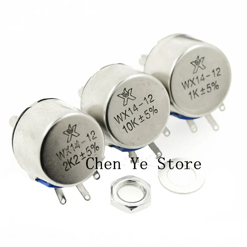 10PCS WX14-12 3W Wirewound Potentiometers 470R 1K 10K 20K 22K 56R 100R 220R 330R 470R 560R 680R  2.2K 3.3K 4.7K 2K2 3K3 4K7 WX14