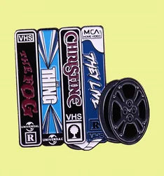 John Carpenter VHS Collection Enamel Pin The Fog The Thing Christine They Live Horror Movie Reel Slasher Killer Goth brooch