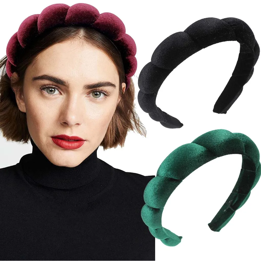 Haimeikang-Headband De Veludo Monocromático Para Mulheres, Aro De Cabelo Esponja, Bezel Headbands, Acessórios De Cabelo, Moda De Inverno, Novo