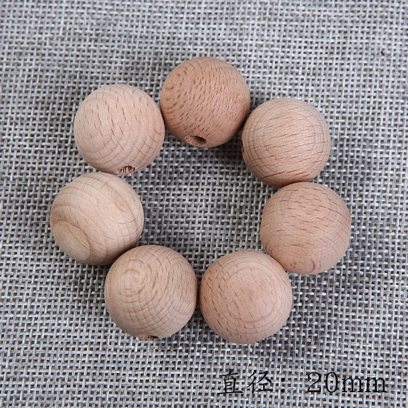 12-30mm Natural Color Beech Round Balls Spacer Beads Loose Beads Custom Crafts Supplies Jewelry Making Bracelet Accessories