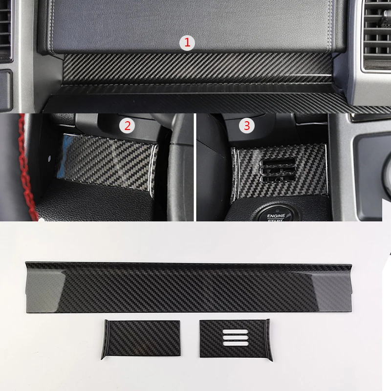 Real Dry Carbon Fiber Centre Dashboard Console Panel Frame Trim For Ford F-150 F150 Raptor Pickup 2015- 2020 Car Accessories