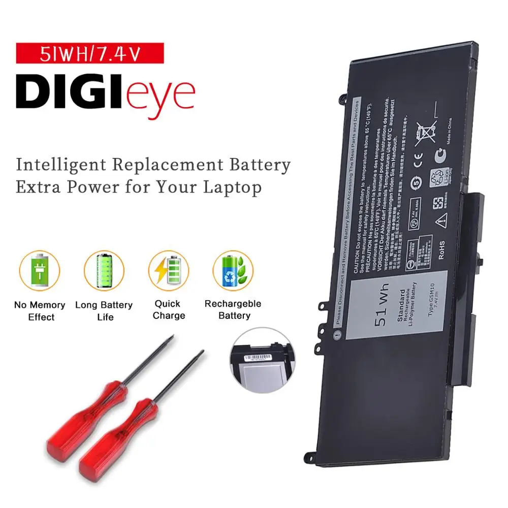 

7.4V 51WH Laptop G5M10 Battery for DELL Latitude E5250 E5450 E5470 E5550 E5570 8V5GX R9XM9 WYJC2 1KY05