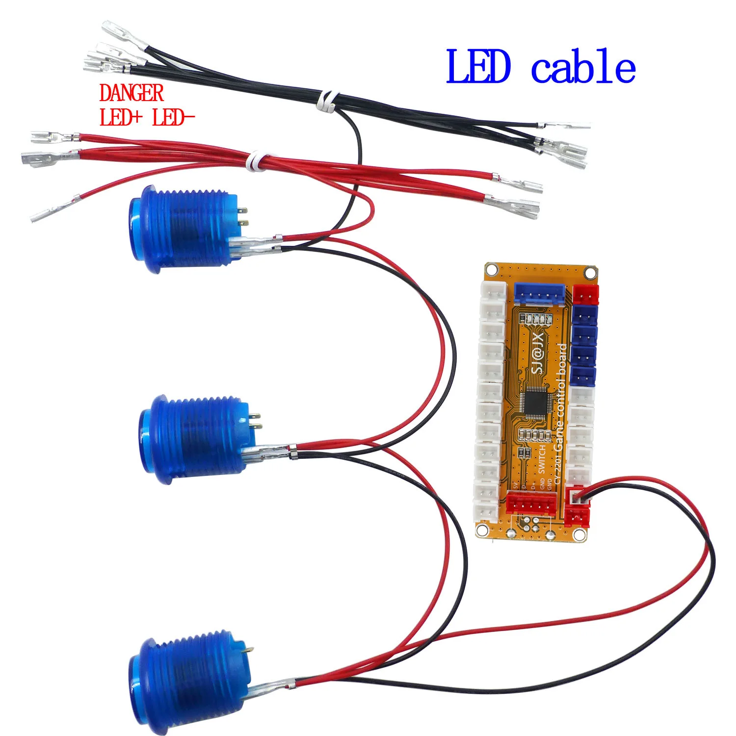 Codificador USB SJ @ JX para juegos de Arcade, mando para 2 jugadores, Joystick con botón LED, para Nintendo Switch, PC, PS3, Raspberry Pi 2201, Px2