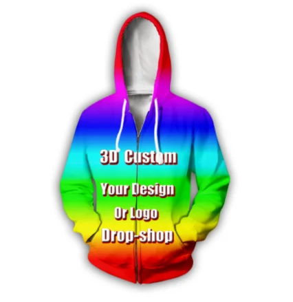 

DIY Custom Full Printed 3D Hoodies Create Design Photo/You Want Pattern Personalized Customized Zipper Sweatshirts Oversize Coa