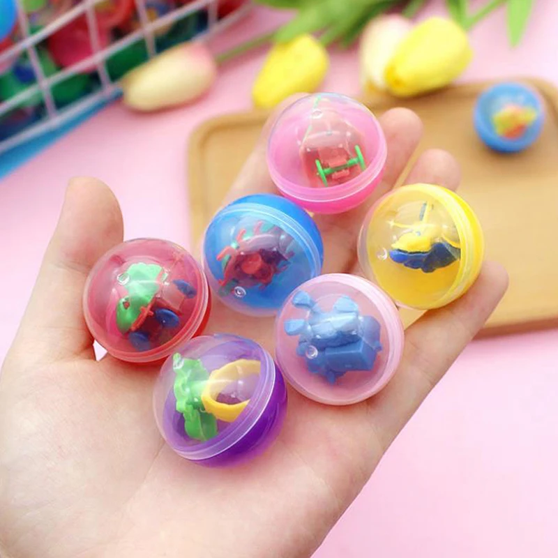 10pcs Transparent Plastic Surprise Ball Capsules Toy With Inside Different Figure Toy For Vending Machine As Kids Gift