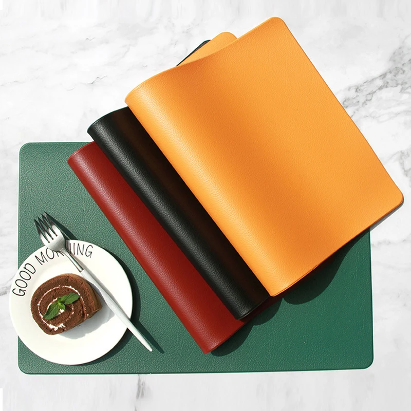 PVC Leder Rutschfeste Tischset Küche Tisch Matte Wärmedämmung Trinken Tasse Untersetzer Hot Pad Wasserdichte Schüssel Tischset Wohnkultur