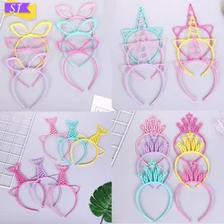 6pcs Children's unicorn mermaid crown cat ears headband birthday headdress hair accessories party gifts baby birthday hair bands
