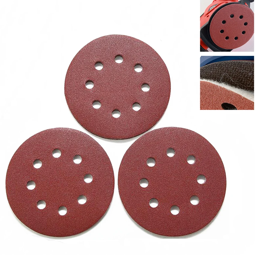 5 Inch 125mm 8 Hole Sanding Discs 40 - 2000 Grit Hook and Loop Round Sandpaper Disc Orbital Sander Pad for Polishing Wood Metal