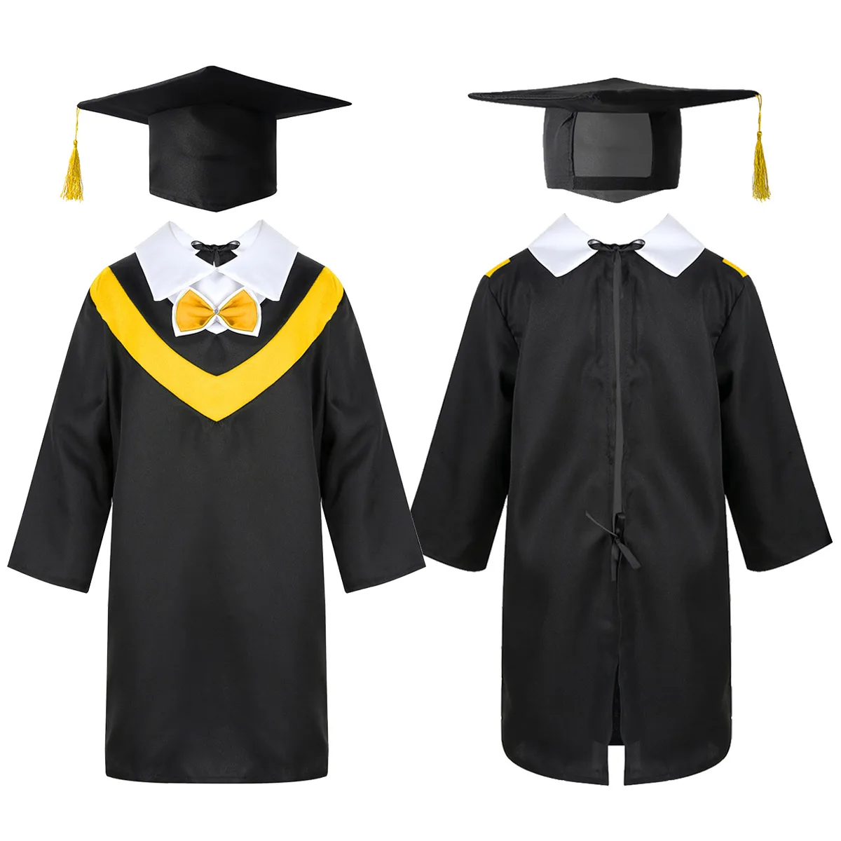 Children Preschool Primary School Graduation Gown with Tassel Cap for Kids Boys Girls Role Play Bachelor Costume Dress Up Outfit