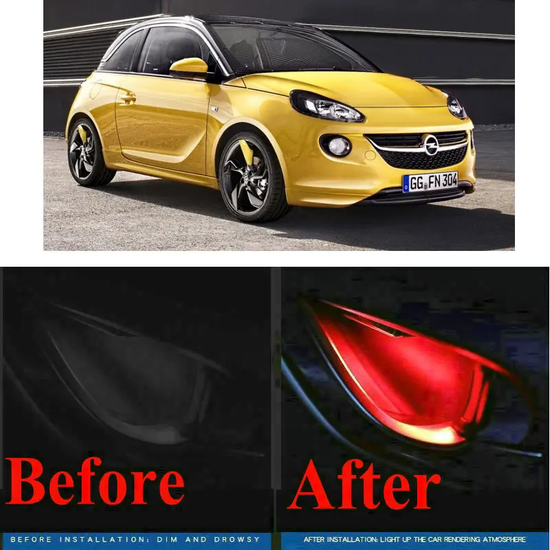 4pc CF style stickers on cars interior inside door handle atmosphere lamp for opel vivaro  ADAM Agila A B AMPERA ANTARA ASTRA K