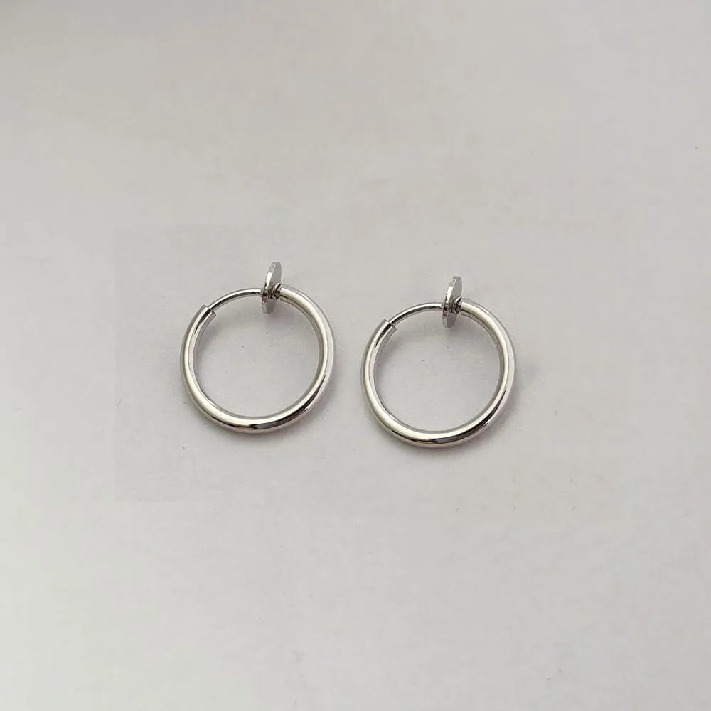 Stainless Steel Retractable Clip On Earrings Non Piercing Fake Hoop Earrings for Women Girls Without Ear Holes Clip Cuffs