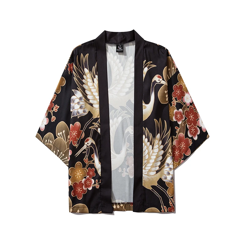 Bebovizi Japanese Crane Kimono Women Cardigan Yukata 2020 Fashion Men Haori Obi Clothing  Asian Shirt National Tradition Clothes