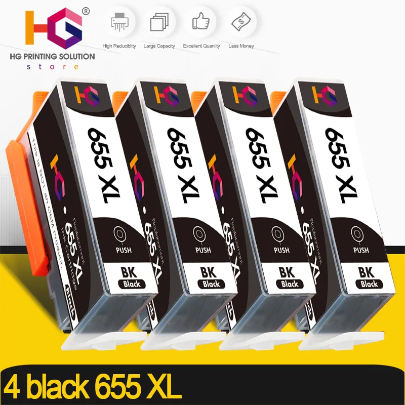 Compatible 655xl  Ink Cartridge Replacement for HP 655 HP655 for deskjet 3525 5525 4615 4625 4525 6520 Printer 4 black