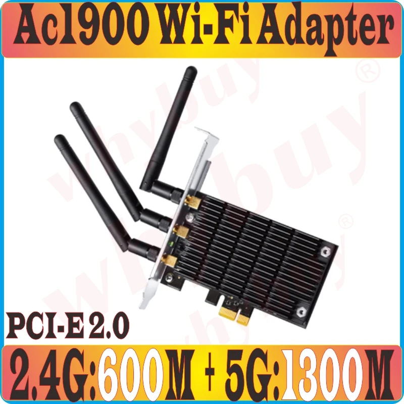 Chin-Firmware, 802.11AC PCI-E Wireless Network Card, 2.4GHz 600M 5GHz 1300M, 1900Mbps External WiFi Adapter, 3* Exter/ Antennas