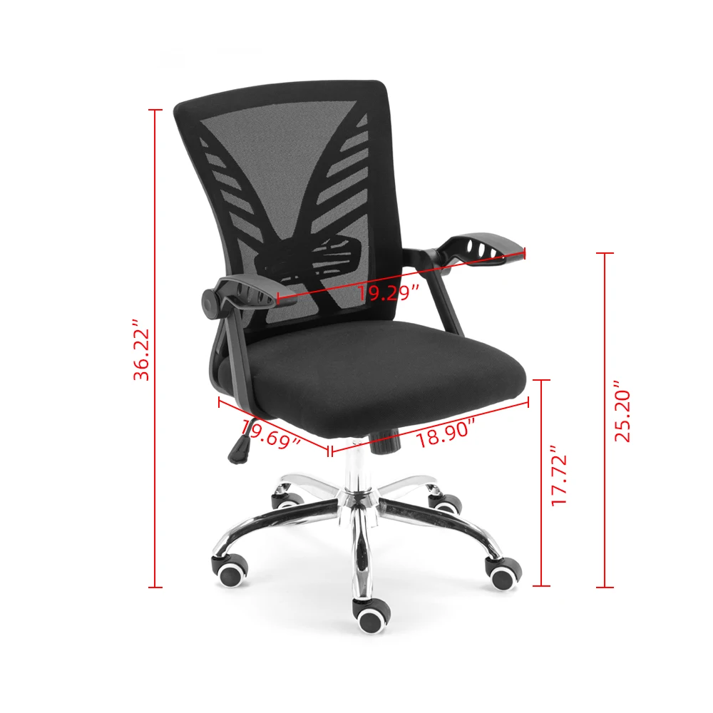 Home Office Chair Computer Swivel Chair Height Adjustable Medium Back Wide Mesh Black[US-Stock]