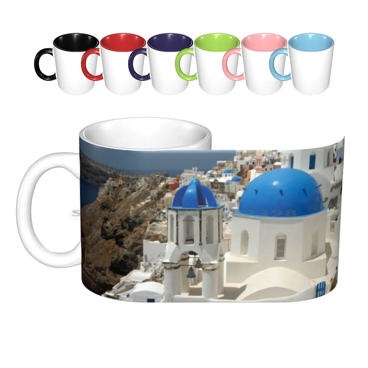 Santorini Ceramic Mugs Coffee Cups Milk Tea Mug Aegean Islands Destination Greece Greece Sightseeing Greek Island Mediterranean