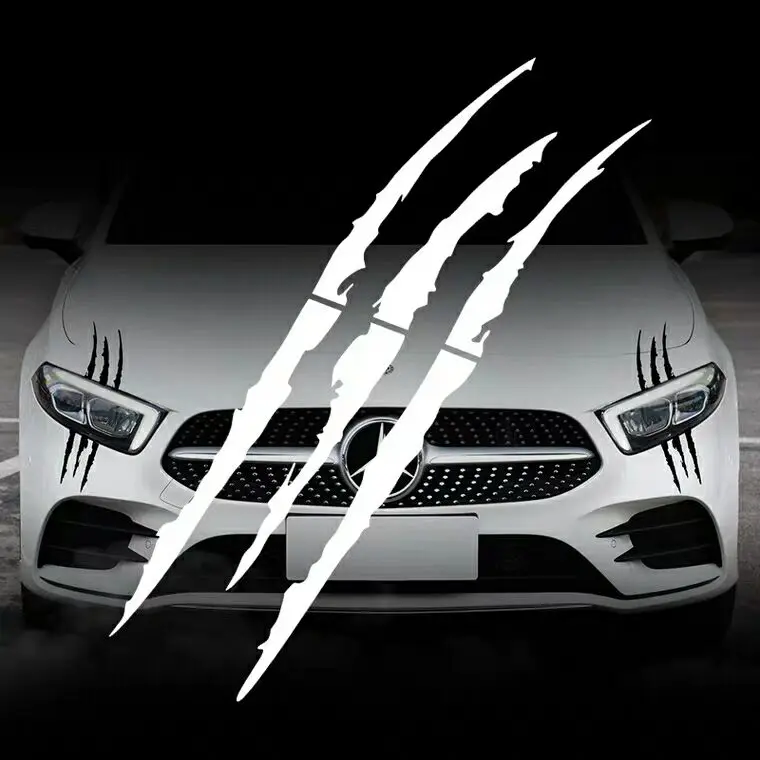 Three Ratels FTZ-1224#Funny Car Sticker Reflective Monster Scratch Stripe Claw Marks Car Auto Headlight Decoration Vinyl Decal