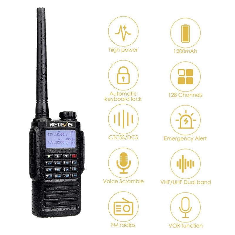 Handheld Waterproof Walkie Talkies Retevis RT87 5W IP67 VHF UHF Dual Band Scrambler VOX Amateur Radio Station Communicator 10PCS