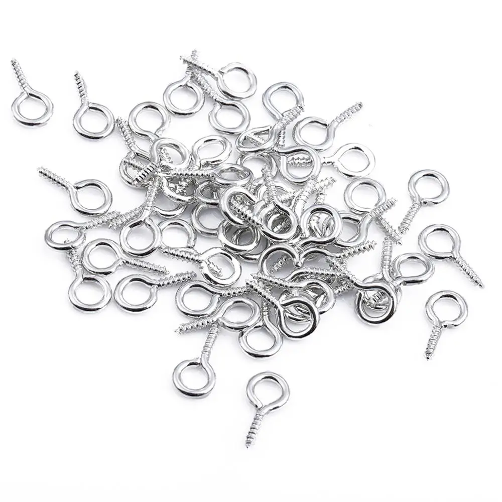 200 stücke Kleine Tiny Mini Auge Pins Nietstifte Haken Ösen Schraube Gewinde Gold Rhodium Umklammert Haken Für DIY Schmuck Machen erkenntnisse