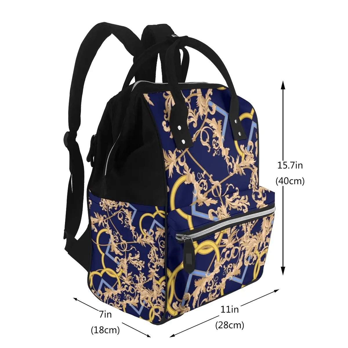 NOISYDESIGNS Chain Pattern Print Mommy Diaper Bag Blue Baby Bag For Mom Travel Nappy Backpack Waterproof Maternal Stroller Bag