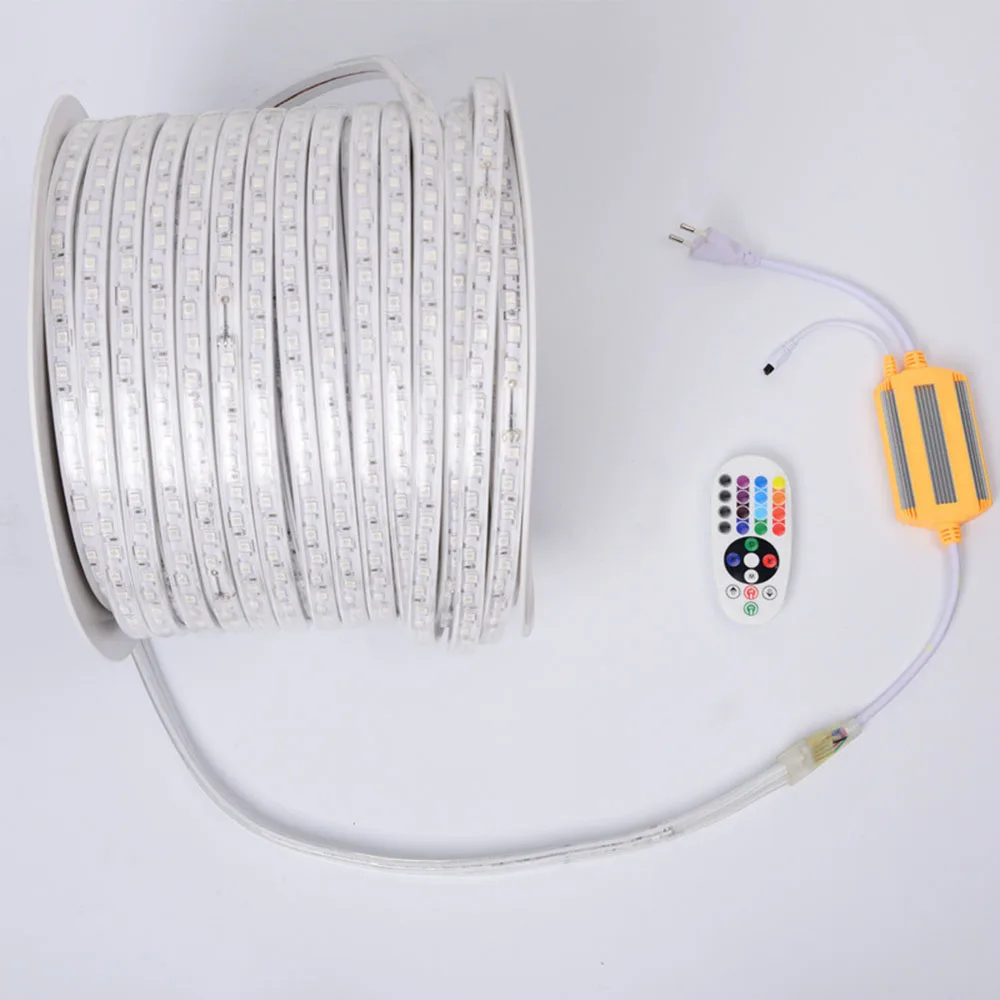 GD 1M 5M 8M 10M 12M  LED Strip With IR RF IP65 Waterproof or Bluetooth Remote Controller AC220V Dimmable LED Strip Light