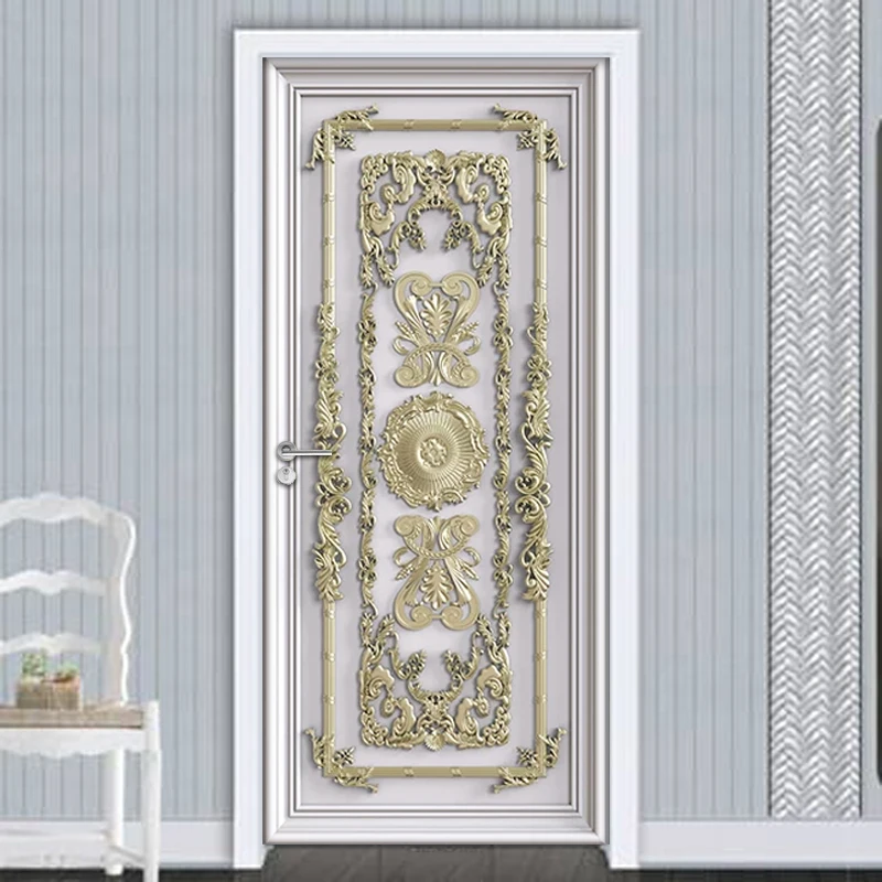 

DIY Self-adhesive 3D Door Stickers European Style Living Room Bedroom Door Mural Wallpaper PVC Waterproof Wall Decals Home Decor