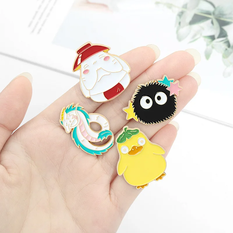 Creative cartoon little yellow duck little mouse enamel brooch personality movie character pins accessories gifts for friends