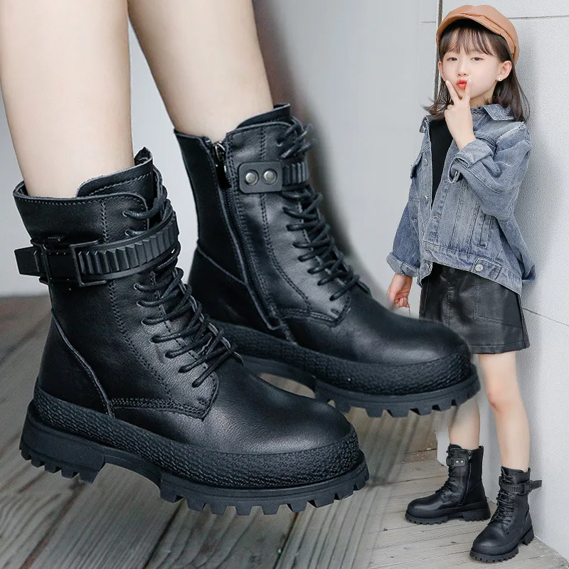 Fashion Children Boots Top Quality Genuine Leather Girls & Boys  Kids Shoes Waterproof Size 26-37