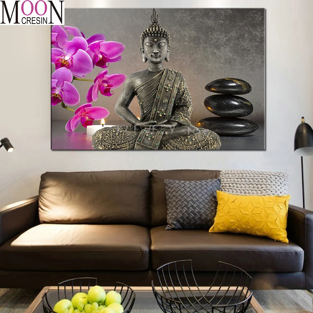 orchid buddha stone 3d Diamond Embroidery DIY Diamond Painting Cross Stitch Kits full square/round Diamond Mosaic 5 d