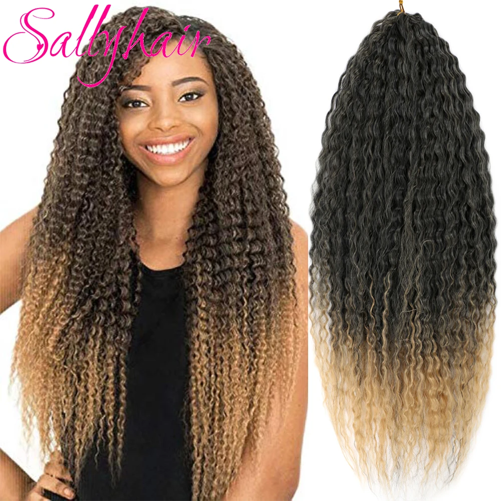 

Sallyhair Synthetic Afro Kinky Curly Crochet Braids 20inch Ombre Braiding Hair Extensions Pink Blonde Color Hairstryle Bulk Hair