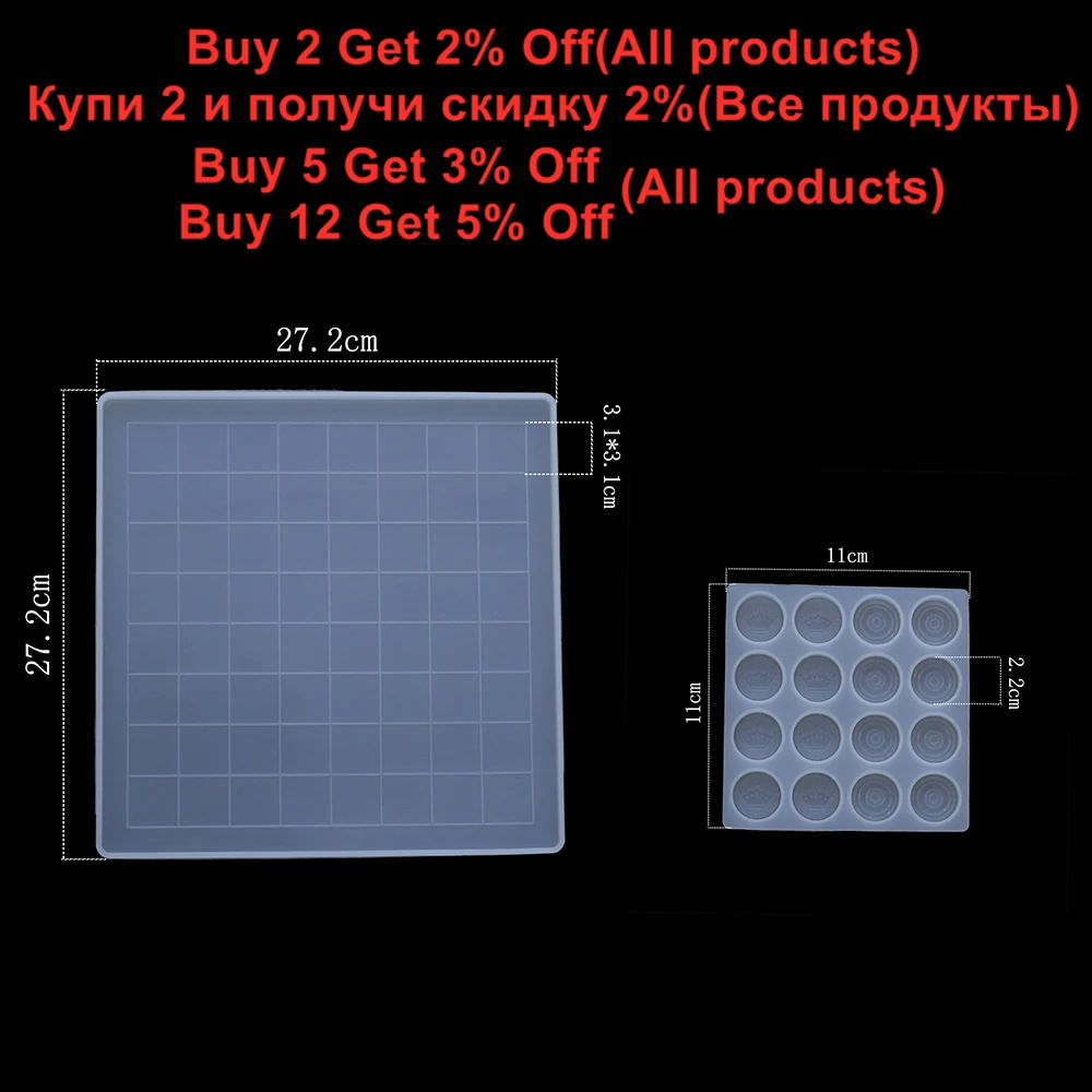 Resina Epóxi Fundição Moldes para Chess Internacional Placas, 3D Silicone Mold, UV Xadrez Decor, Artesanato Conjunto de Ferramentas, DIY