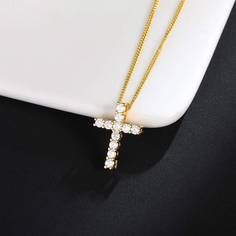 Vintage Classic Crystal Cross Necklace For Women Fashion Neck Chain For Men Cross Choker Pendants Female Religious Jesus Jewelry