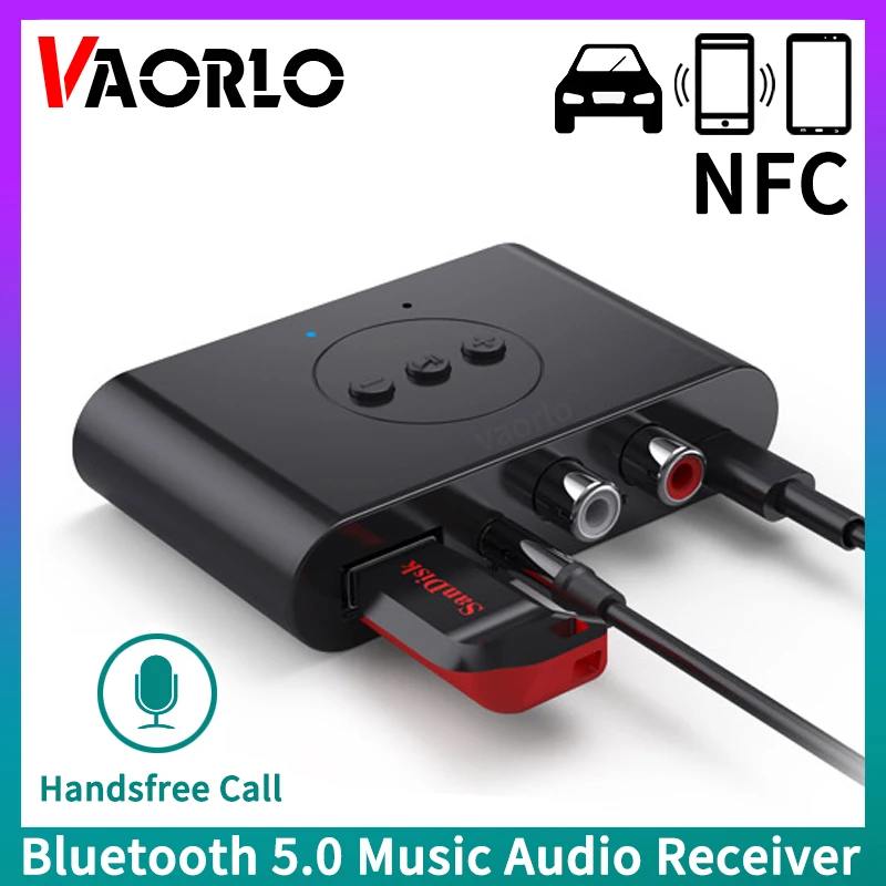 Odbiornik audio Bluetooth 5.0 NFC U Disk RCA 3,5 mm AUX USB Stereo Music Bezprzewodowy adapter z mikrofonem do zestawu samochodowego Wzmacniacz głośnikowy