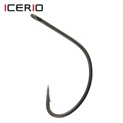 ICERIO 25PCS High Carbon Steel Saltwater Anti Corrosion Kahle Hook Wide Gap Sharp Point Black Nickle Circle Hooks