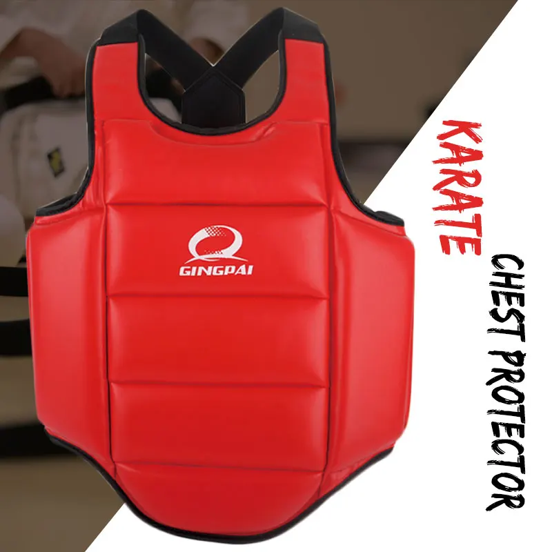 GINGPAI Kaekwondo Karate Bushido Chest Guard Boxing Sanda MMA Body Protector Rib Shield Training Competition Uniform Adult Kids