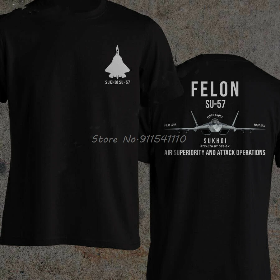 The Falon Sukhoi SU-57 Stealth Air Superiority Jet Fighter Men T-Shirt Men Cotton Tshirt Tees Harajuku Streetwear