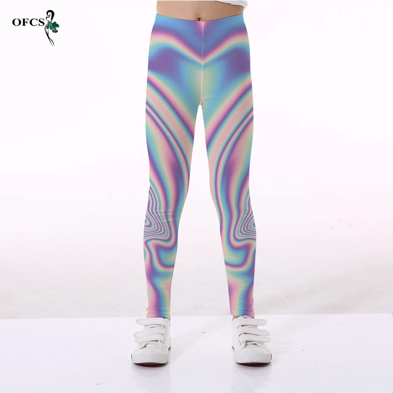 Spring Selling Sweet Girl Print Leggings Glide Stripes Shine Brightly Kids Girls Slim Long Pants 5-12 Y Children Skinny Clothing